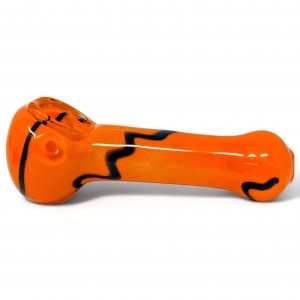 4.5" Colorful Frit Body, Artful Line Spoon Hand Pipe - 2pk [RJA89]